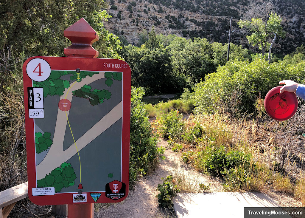Unique holes along disc golf sign board