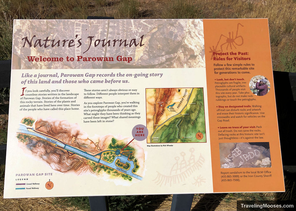 Sign board talking about Parowan Petroglyphs