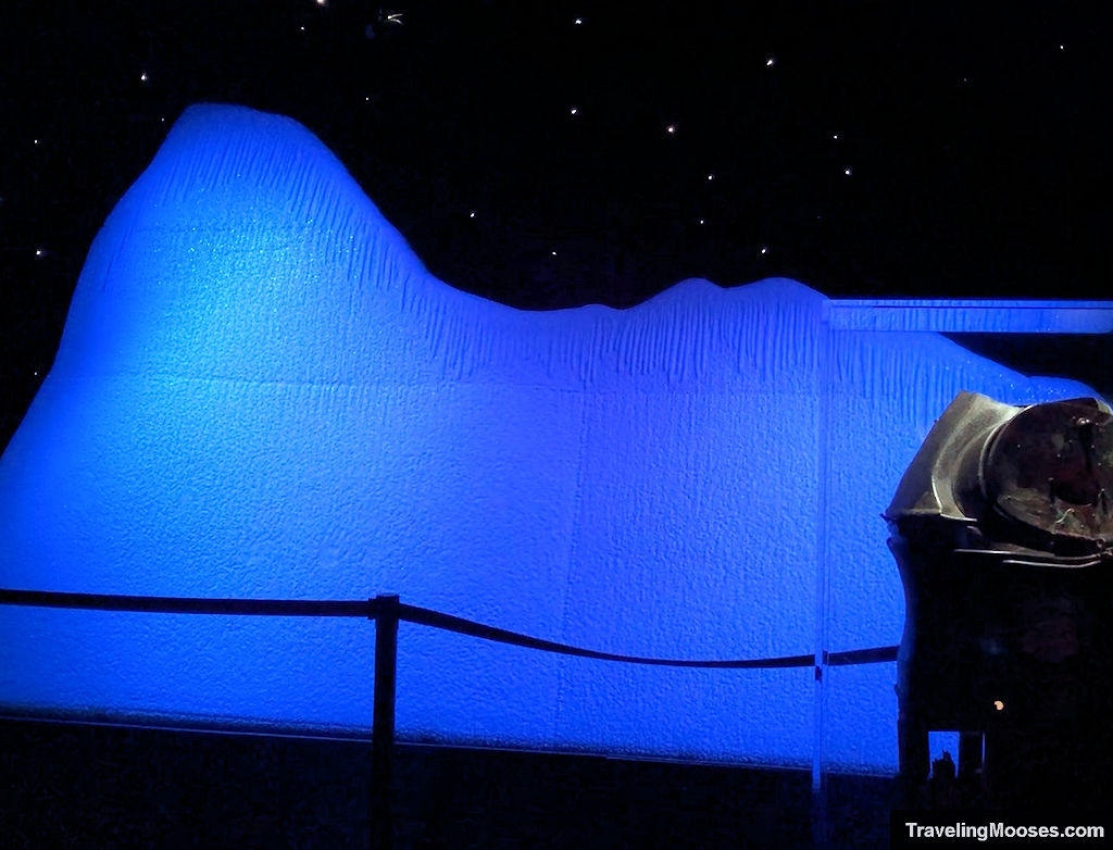 A large iceberg rebuilt to appear as it would on the ships deck