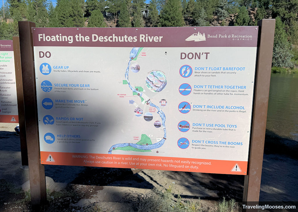 Sign board with rules of the river