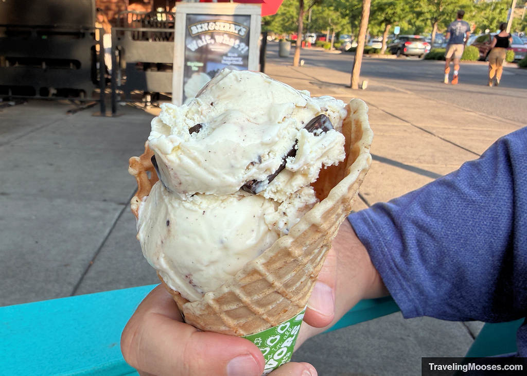 Double scoop of icecream in a waffle cone