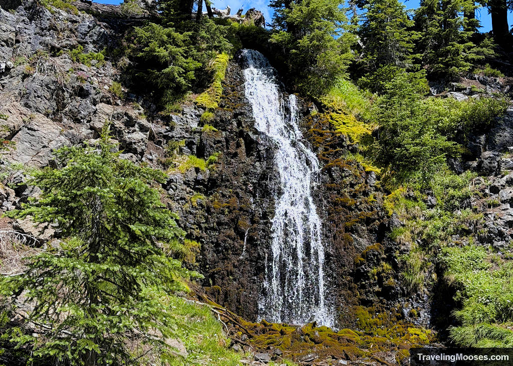 Waterfall casacading down volcanic rock
