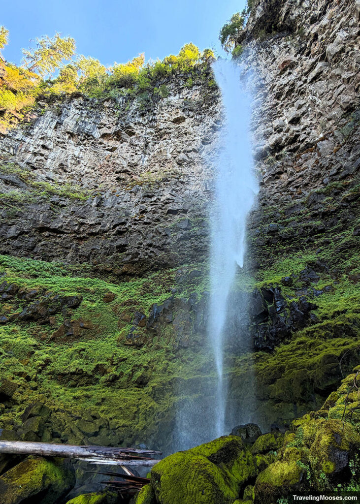 Long wispy waterfall in a rough canyon