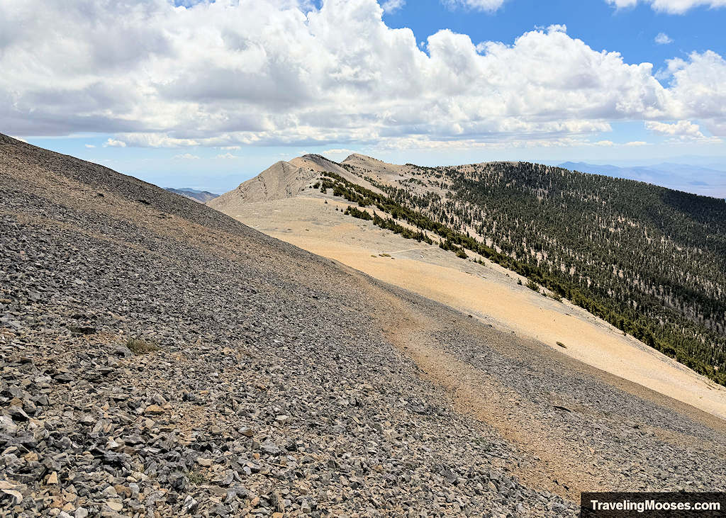 Trail winding through scree