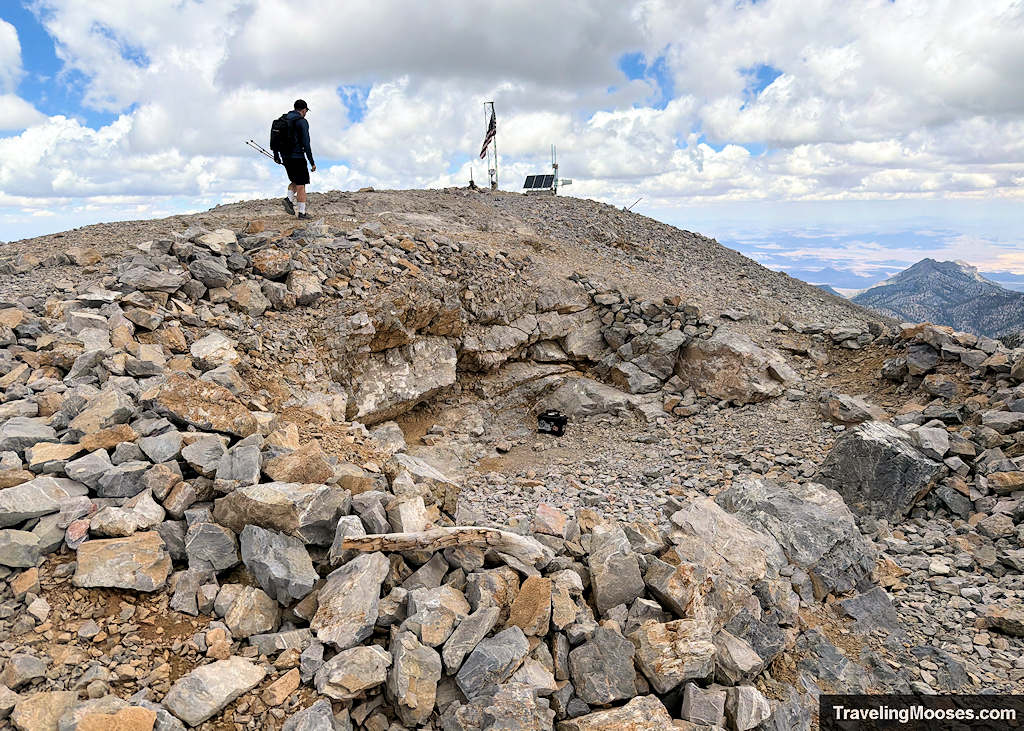 Man walking on the summit of Charleston Peak