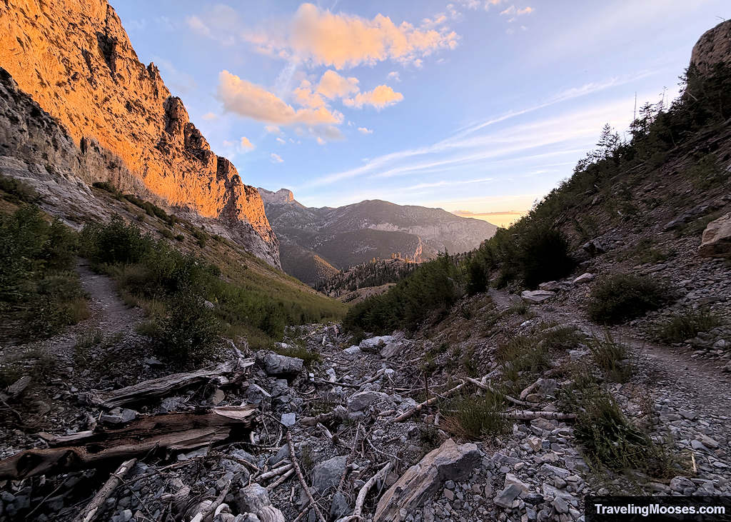 Sunrise over a mountain area