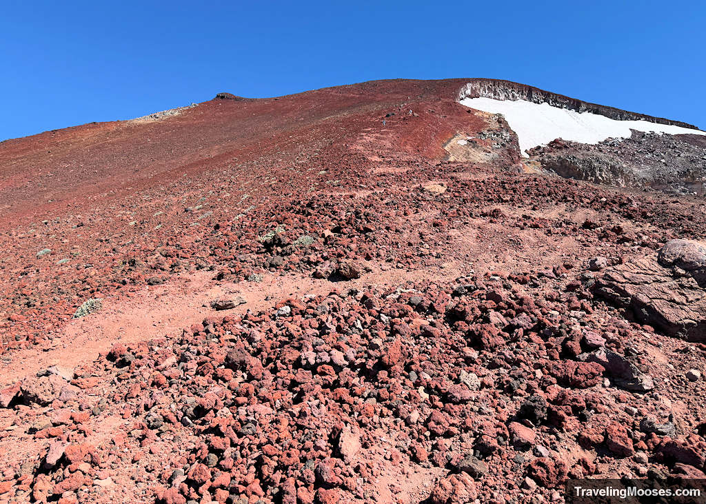 Large Red Scree field up the side of a volcano