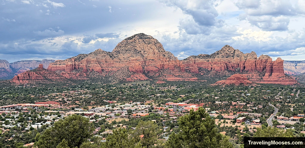 Detailed view across West Sedona residential rooftops toward the Mountains