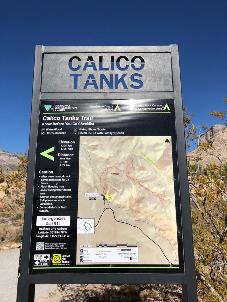 Calico Tanks Trailhead Sign