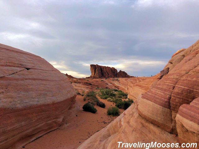 Fire wave trail - Desert landscape of red and white sandstone rocks