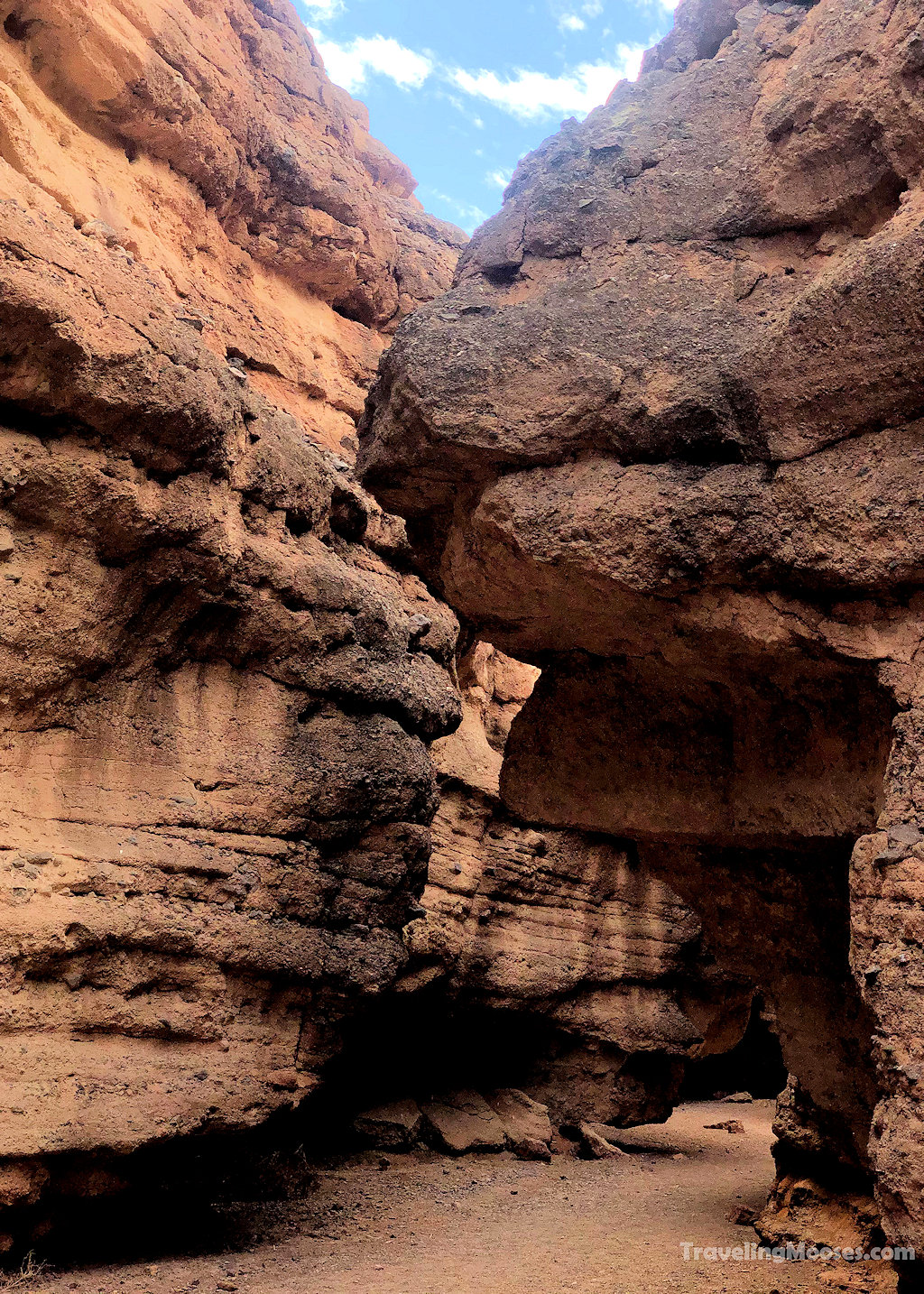 Slot canyon with walls 20 feet tall