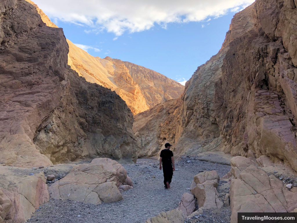 Man walking in Gower Gulch Canyon loop