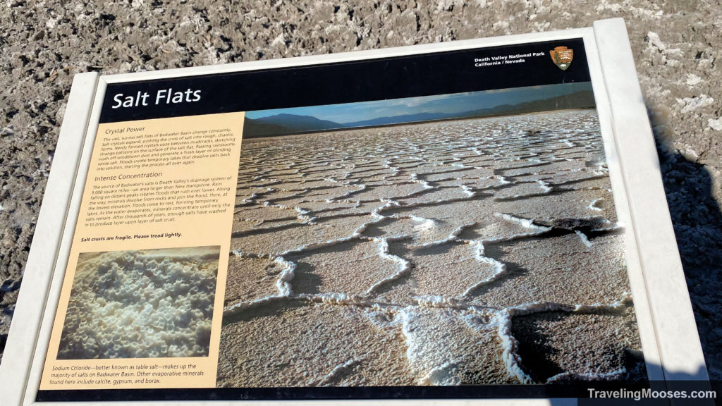 Interpretive sign at Salt Flats in Badwater Basin