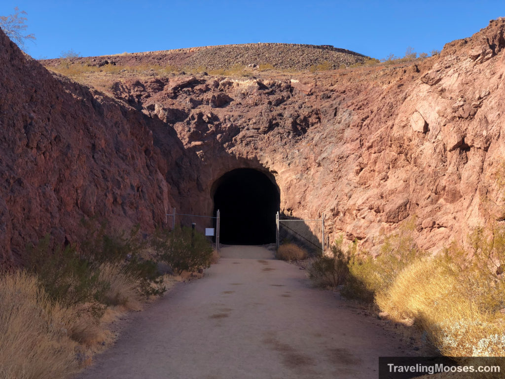 Tunnel entrance along railroad trail