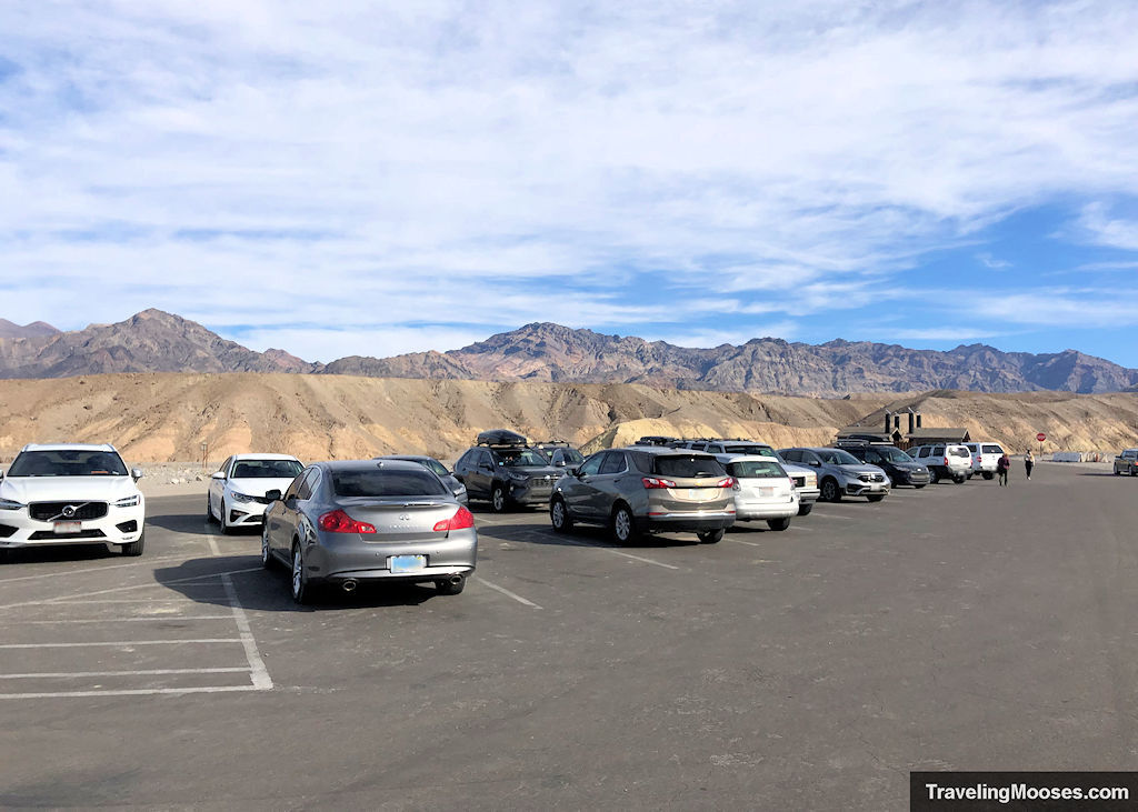 Cars parked in the Zabriskie Point Parking Area
