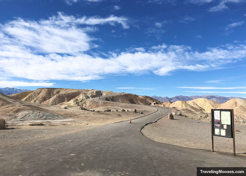 Paved walking path leading to Zabriskie Point