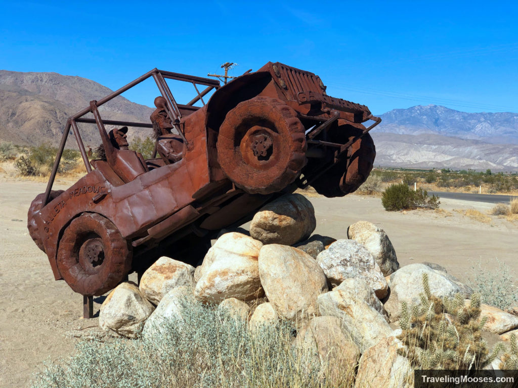 Metal jeep sculpture in borrego springs