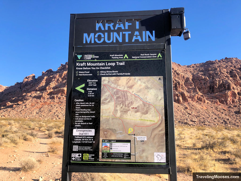 Kraft mountain loop trailhead sign