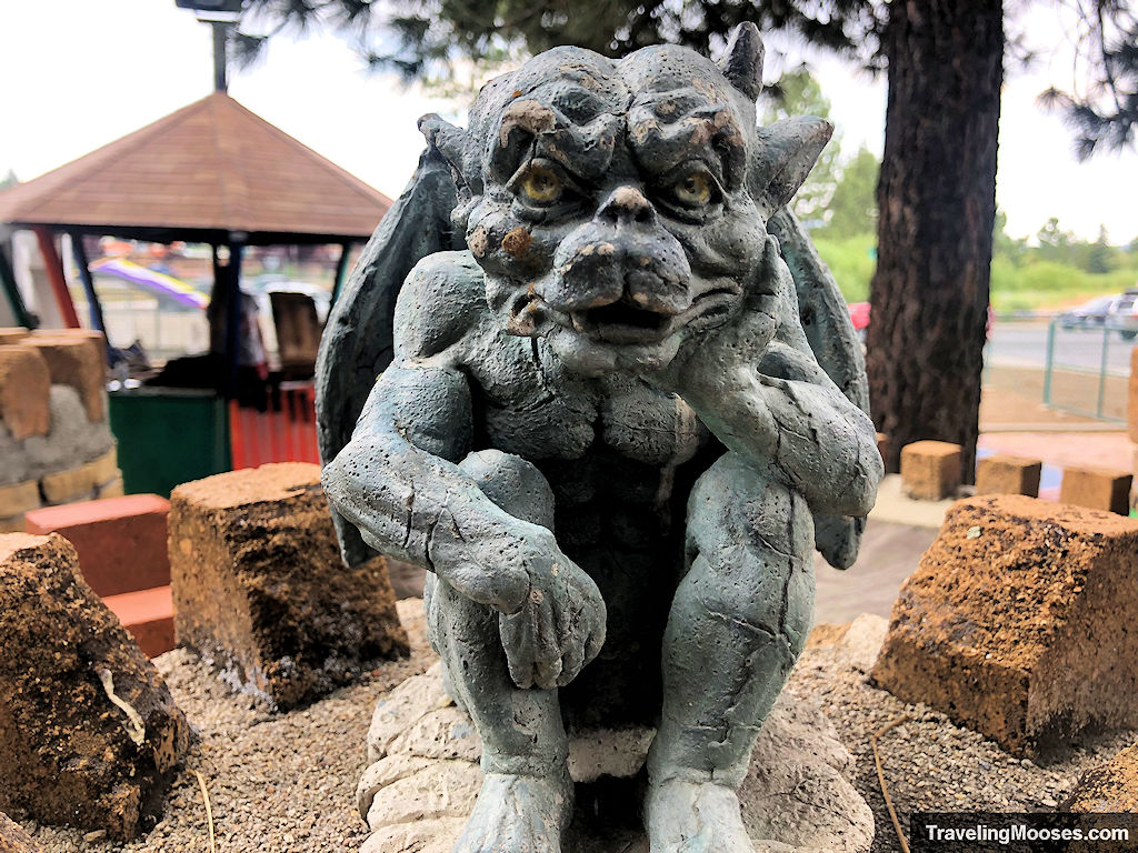 Gargoyle on castle at Hot Shot Mini golf