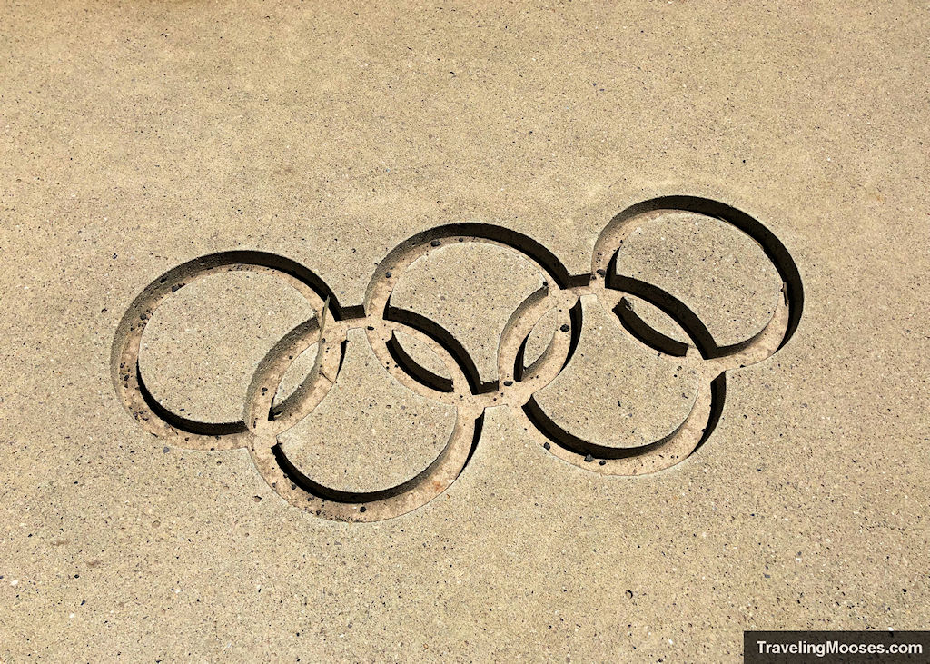 Olympic Rings carved into cement