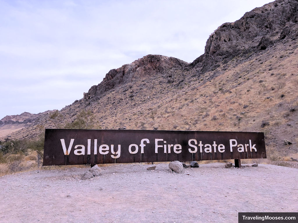 Valley of Fire entrance sign to the park