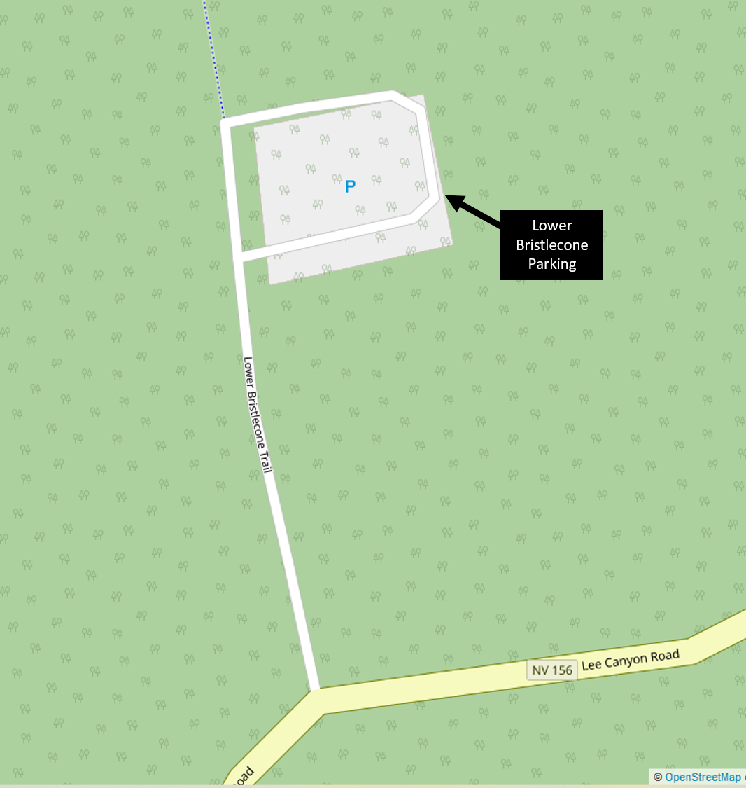 Map of Lower Bristlecone Parking Lot