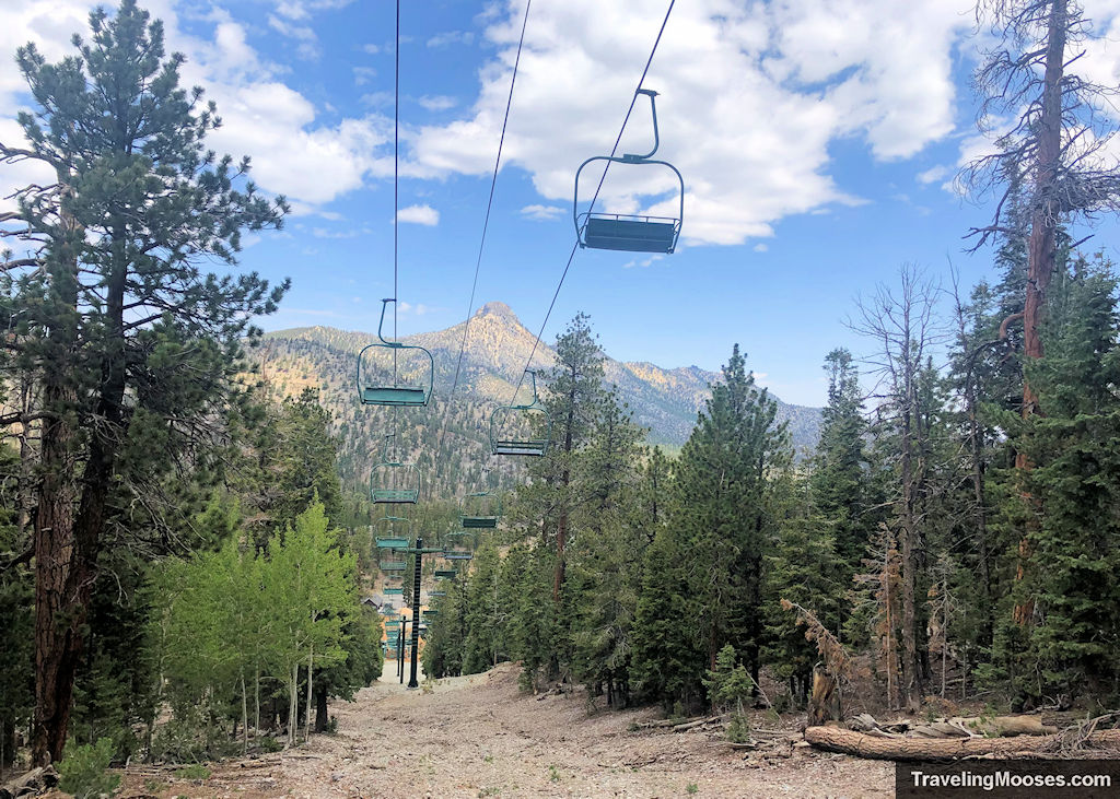 Lee Canyon chair lift shown in the summer