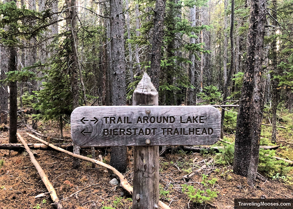 Bierstadt trail sign at lake