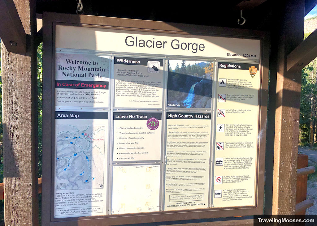 Glacier Gorge Trailhead Information Sign