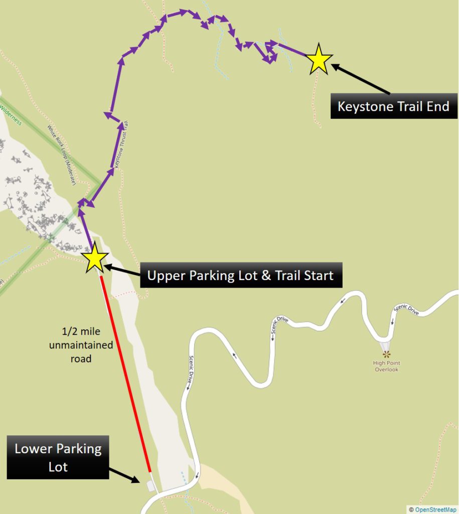 Keystone Thrust Parking and Trail Map Red Rock Canyon