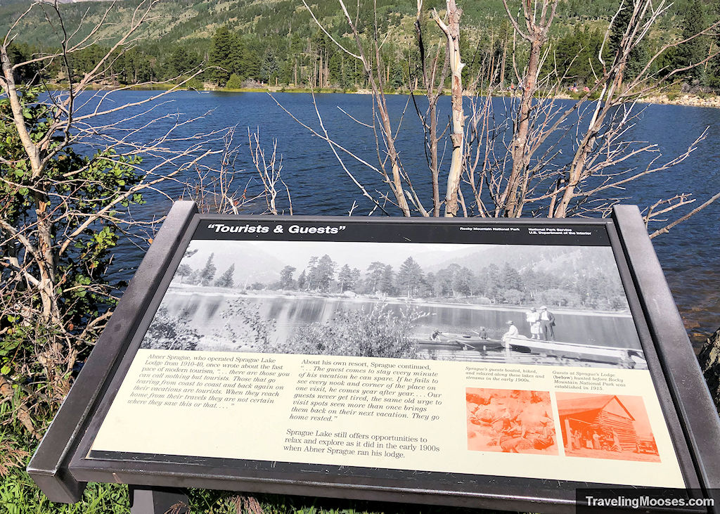 Sprague Lake trail informational sign board