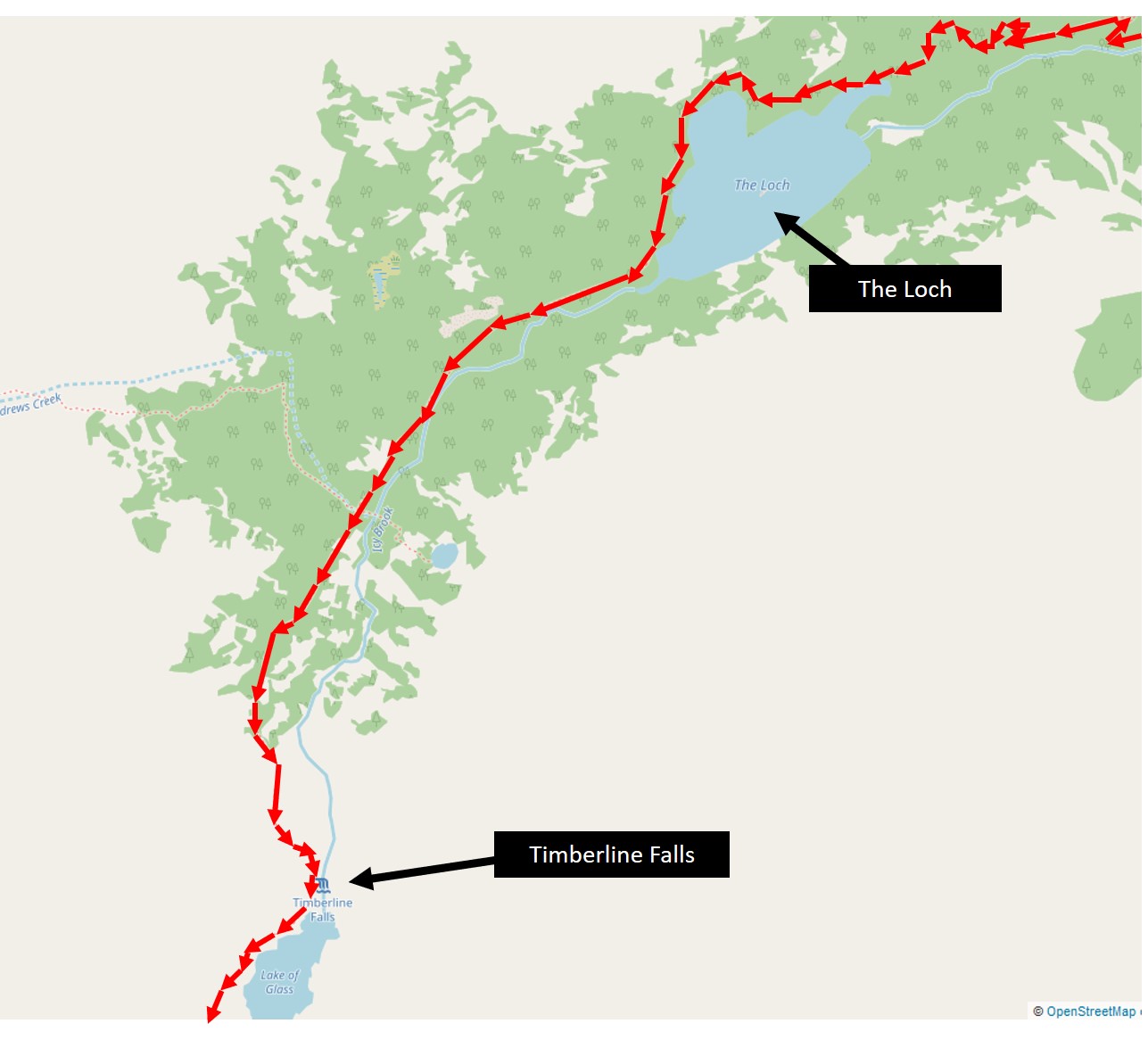 The Loch to Timberline Falls Trail Map