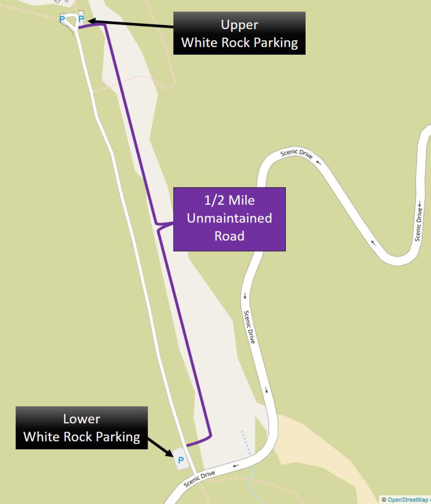 White Rock Trailhead Parking area for Keystone Thrust Trail