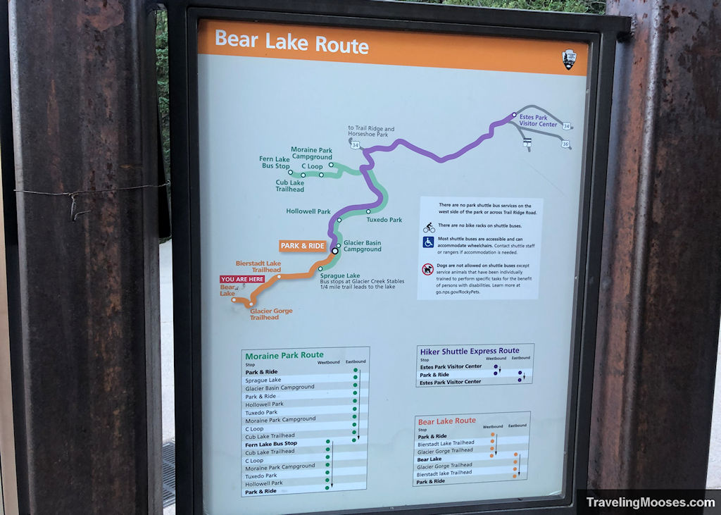 Bear Lake Route Shuttle Map in RMNP