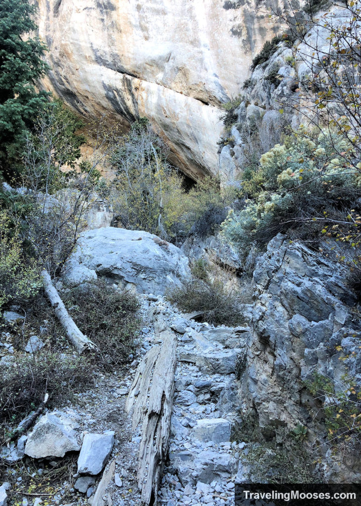 Stone stairs shown headed towards Robber's Roost Cave