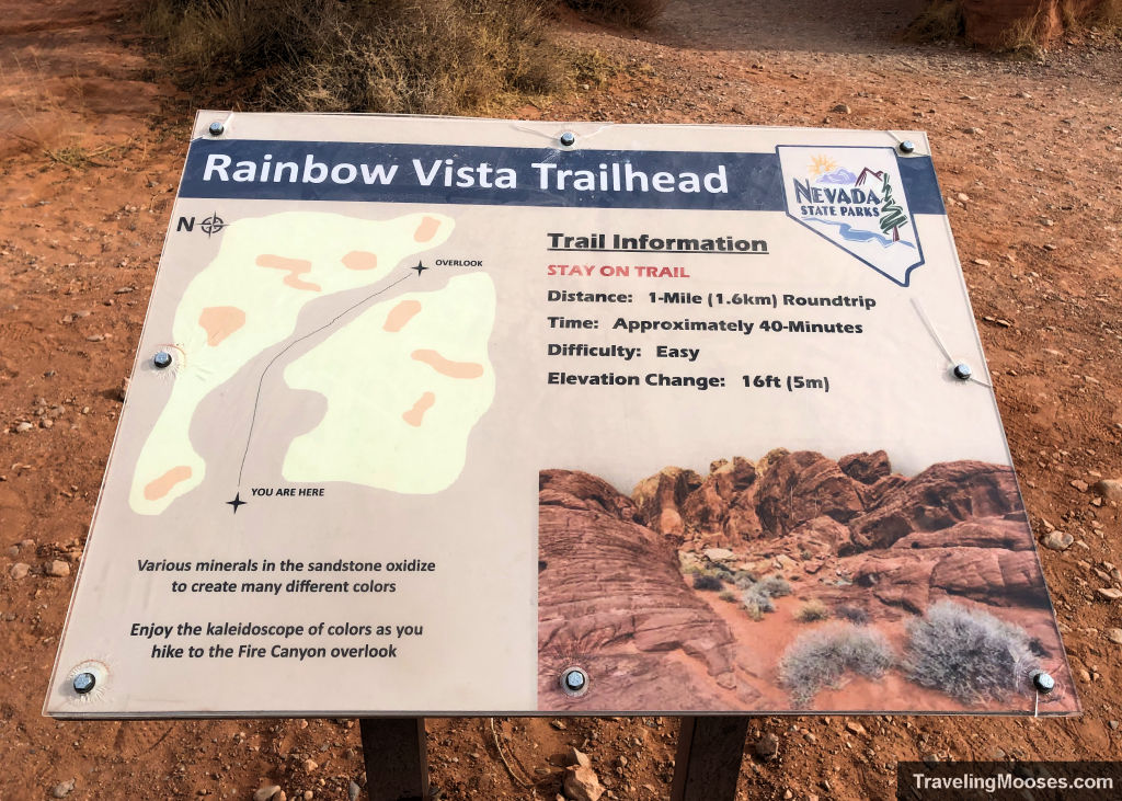 Rainbow Vista Trailhead Sign Valley of Fire
