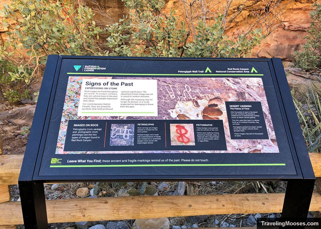 Petroglyph Wall Trail Signs of the Past Information board