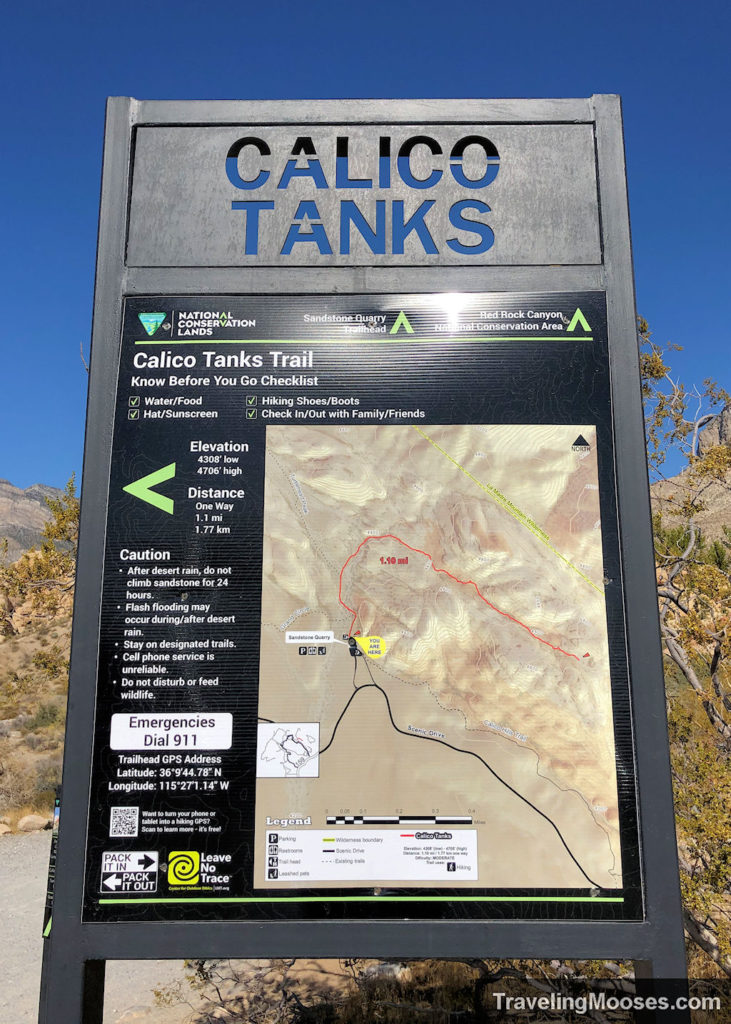  Calico Tanks Trail Marker shown at trailhead in Red Rock Canyon