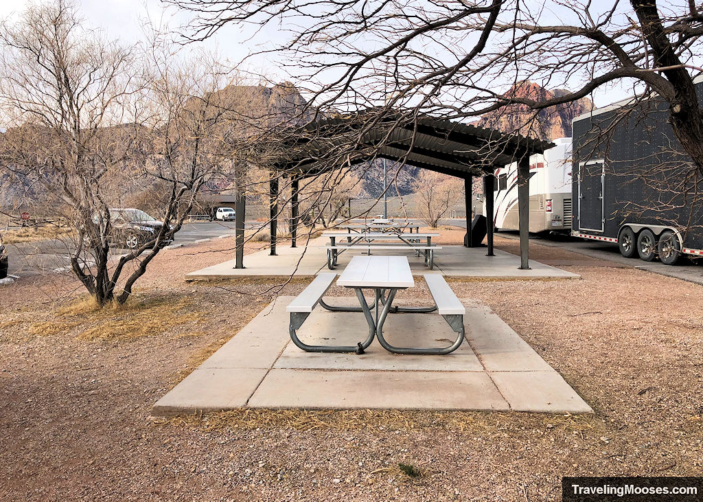 Picnic table area at Red Rock Canyon Overlook area