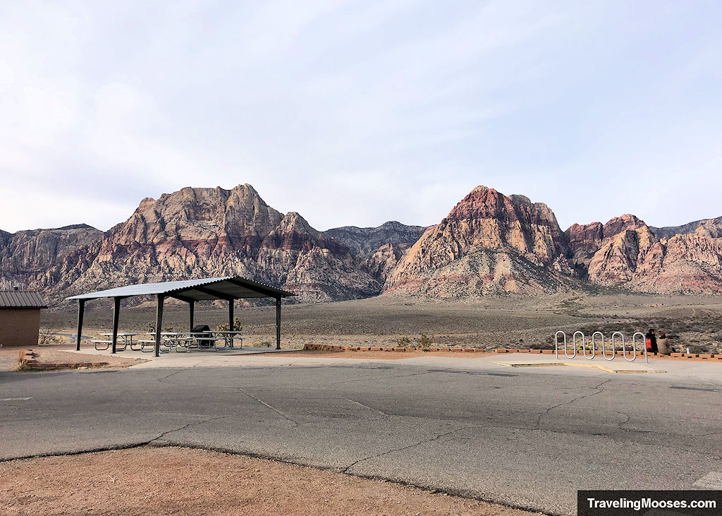 Picnic area with rainbow wildnerness mountains in the background