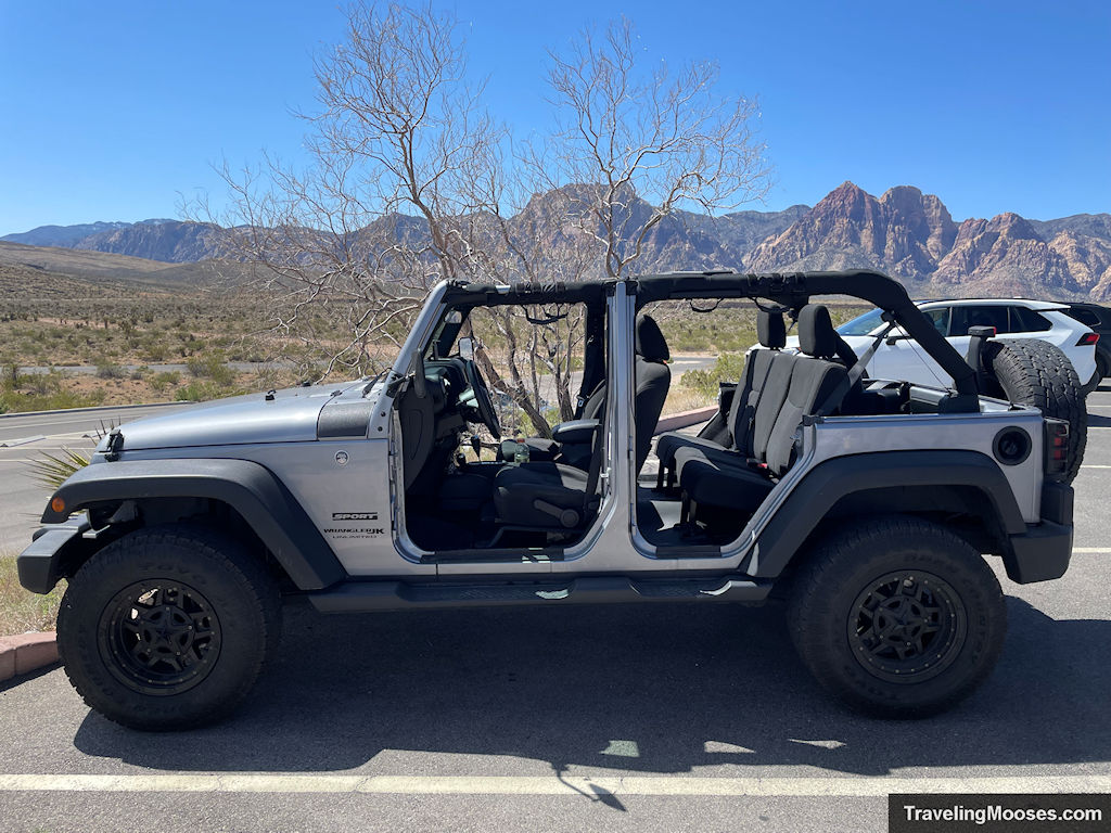 Jeep with Top Down in Red Rock Canyon