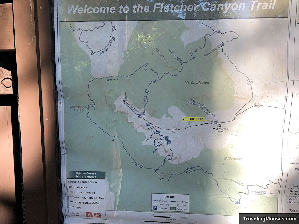 Trail Information Map showing Fletcher Canyon Trail