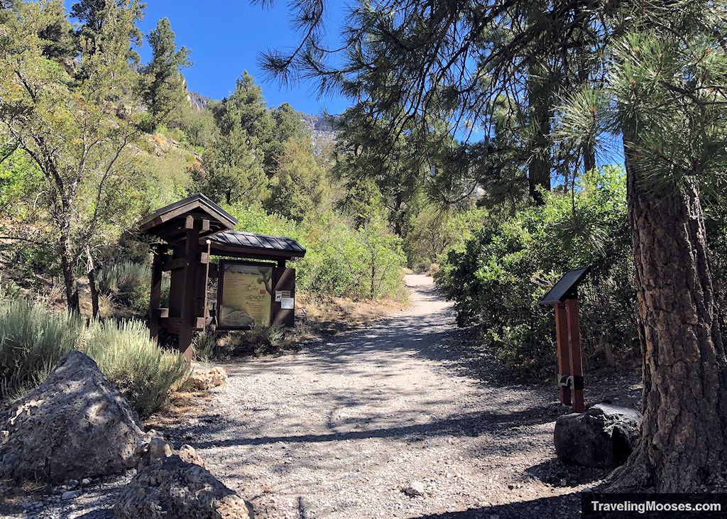 Trailhead with information sign boards shown at Fletcher Canyon Trailhead