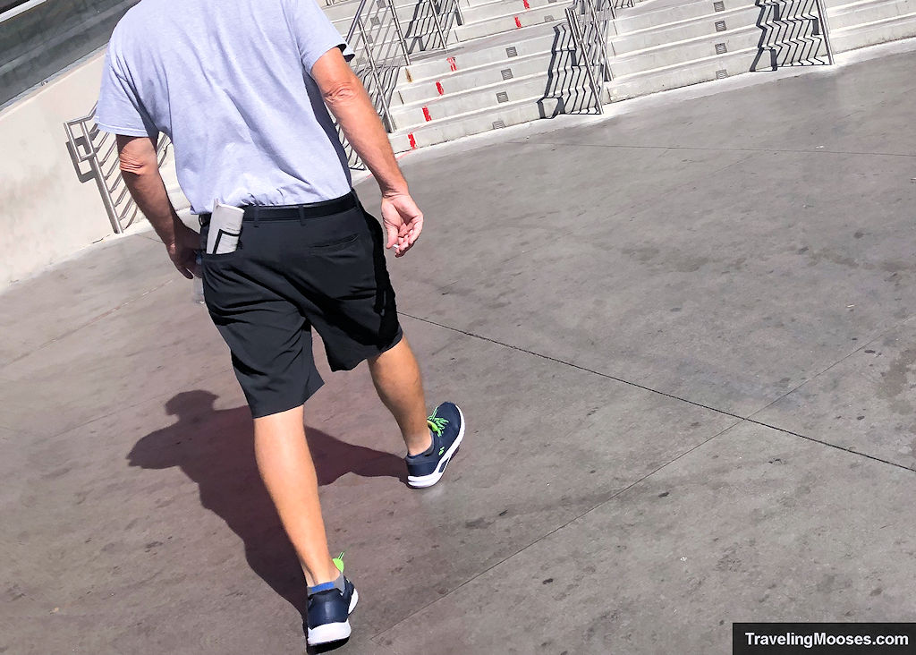 Man walking in Las Vegas with comfy walking shoes