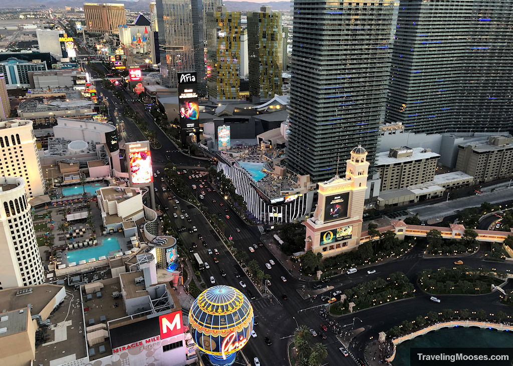 Las Vegas distances are further than they look - view of the city streets from the Paris Hotel