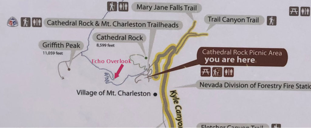 Trail Map showing Echo Overlook