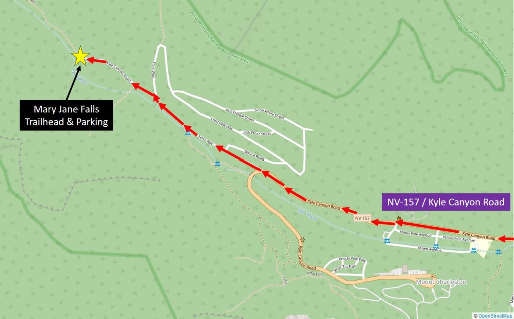 Mary Jane Falls Map of Trailhead