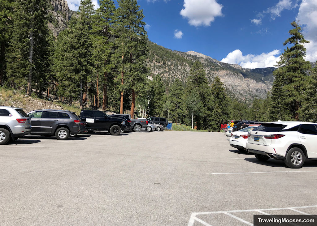 South Loop Trailhead Parking Lot shown mostly full