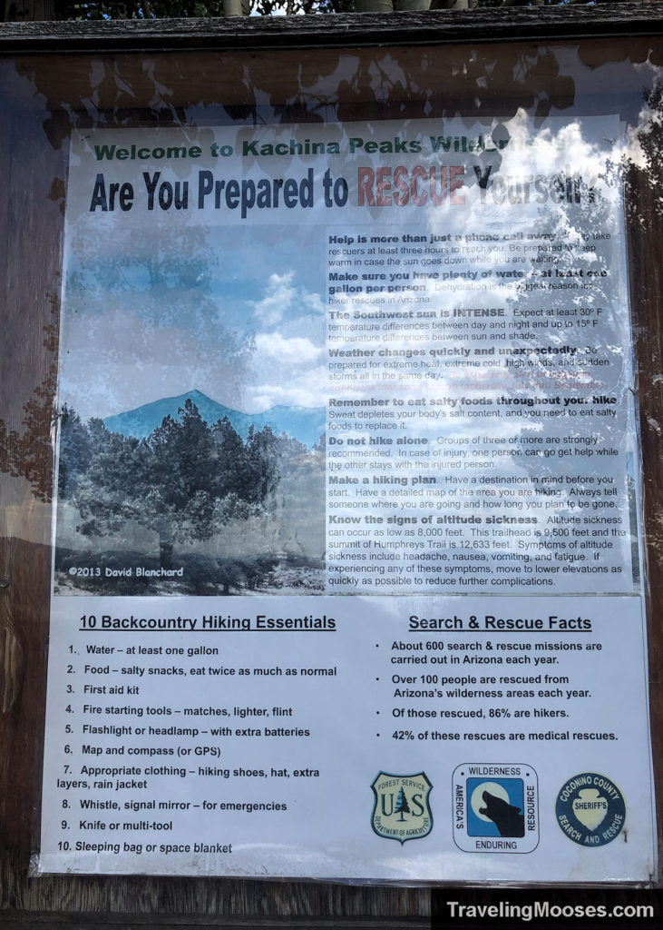 Trailhead Information at Humphreys Peak Trail