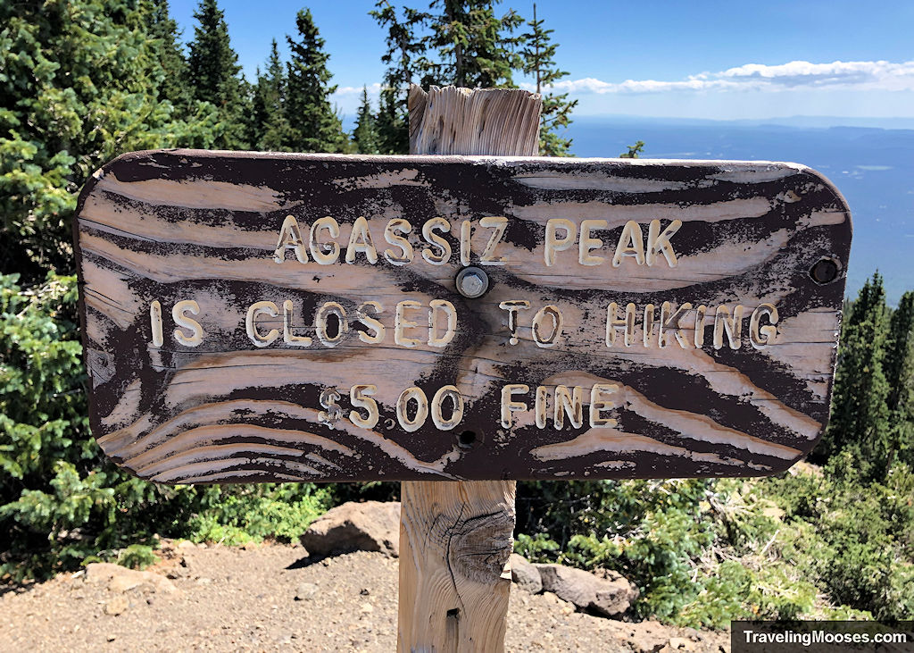 Agassiz Peak closed 500 dollar fine